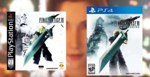 A side by side comparison of 1997's Final Fantasy VII Box Art next to the official art revealed for 2020's Final Fantasy VII Remake