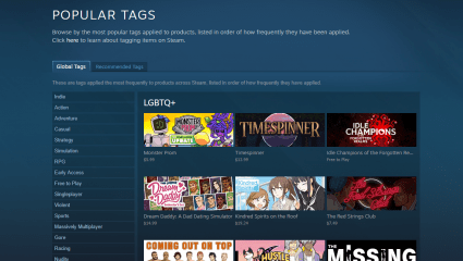 LGBTQ+ Tag Added To Steam's List Of Tags: Over 150 Games Already Included