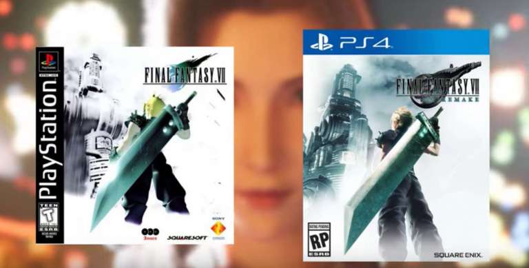 A side by side comparison of 1997's Final Fantasy VII Box Art next to the official art revealed for 2020's Final Fantasy VII Remake