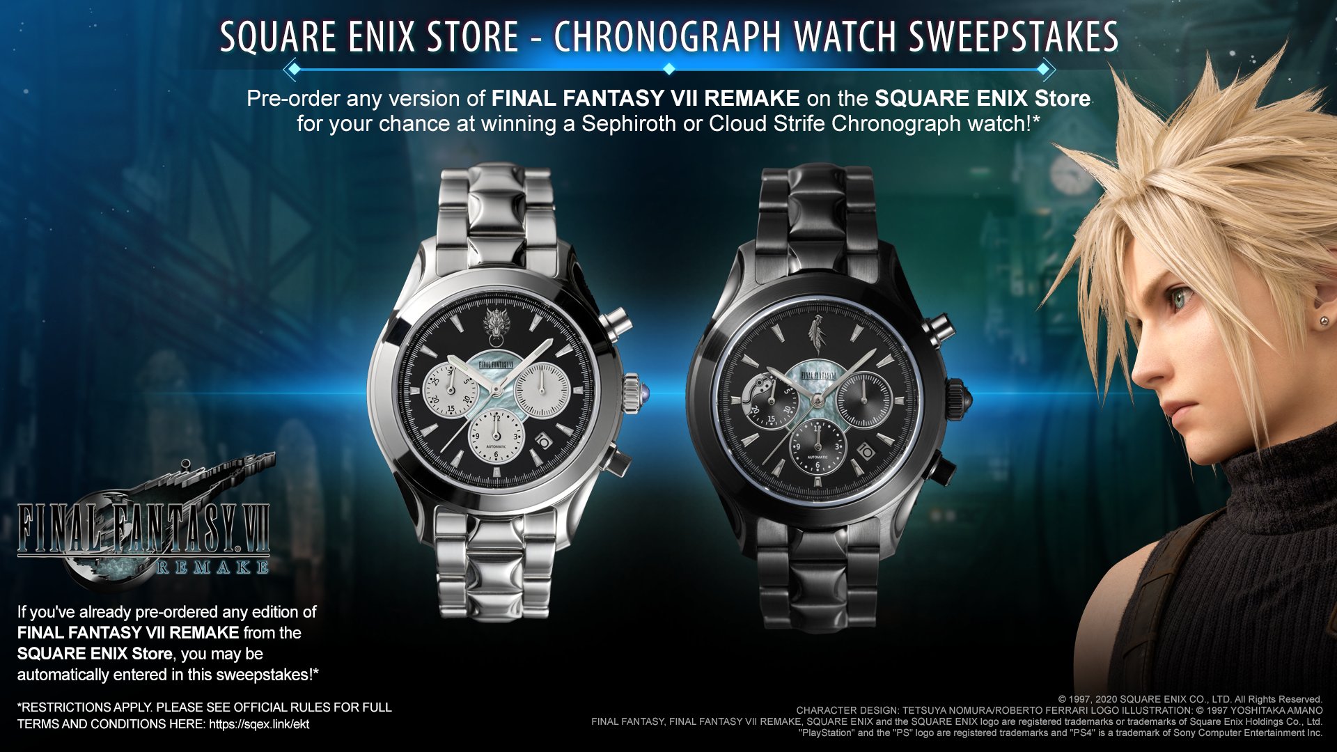 Pre-Ordering Final Fantasy VII Remake From Square Enix Enters Players Into A Contest To Win A Cloud Or Sephiroth Watch