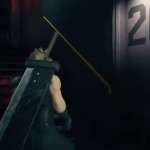 Cloud climbs stairs in Final Fantasy VII Remake