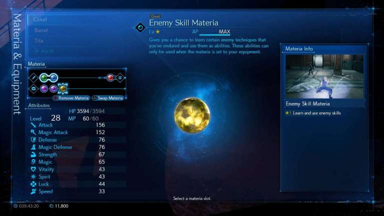 The Enemy Skill Materia from Final Fantasy 7 Remake