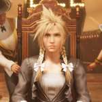 Cloud wearing a dress in Final Fantasy VII Remake