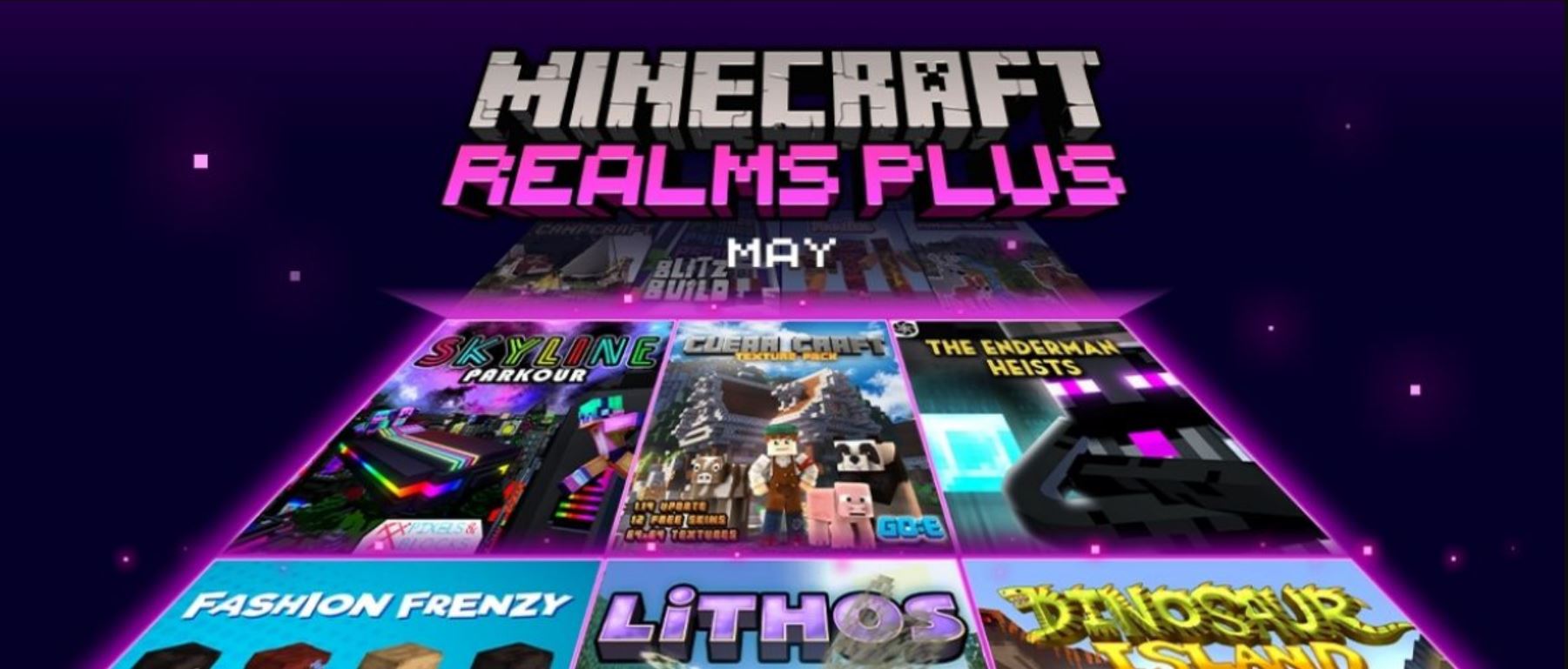 Minecraft Realms Plus May: New Gamemodes and Maps Added + 40 Free Skins!