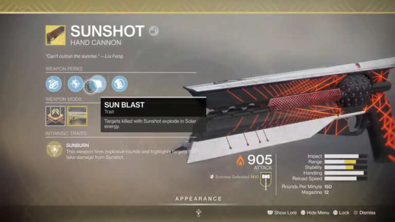 Destiny 2: Xur Returns Yet Again With A Host Of Exotic Weapons and Armor - Sunshot Handcannon Available 8/28