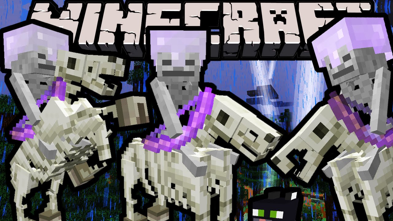 Minecraft Mobs Explored: Skeleton Horsemen, The Skeleton Comes Equipped with Enchanted Bow and Enchanted Helmet