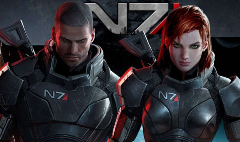 The Male and Female default looks for Commander Shepard in Mass Effect