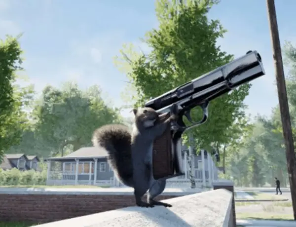 The video game Squirrel with a Gun seems to be about precisely what it sounds like