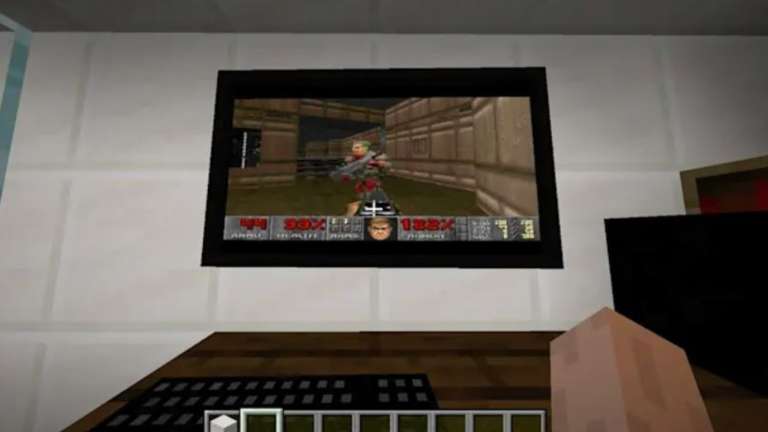 A Gamer Of The Video Game Minecraft Discovers A Technique To Make Doom Run On A Sizable Screen Inside The Game By Using Just The Vanilla Version Of The Title