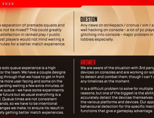 Apex Legends AMA Sparks Outrage Over Anti-Cheat and Matchmaking Woes