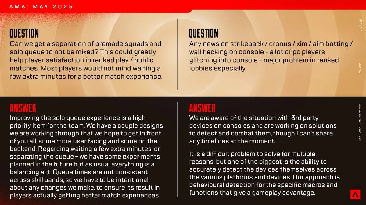 Apex Legends AMA Sparks Outrage Over Anti-Cheat and Matchmaking Woes
