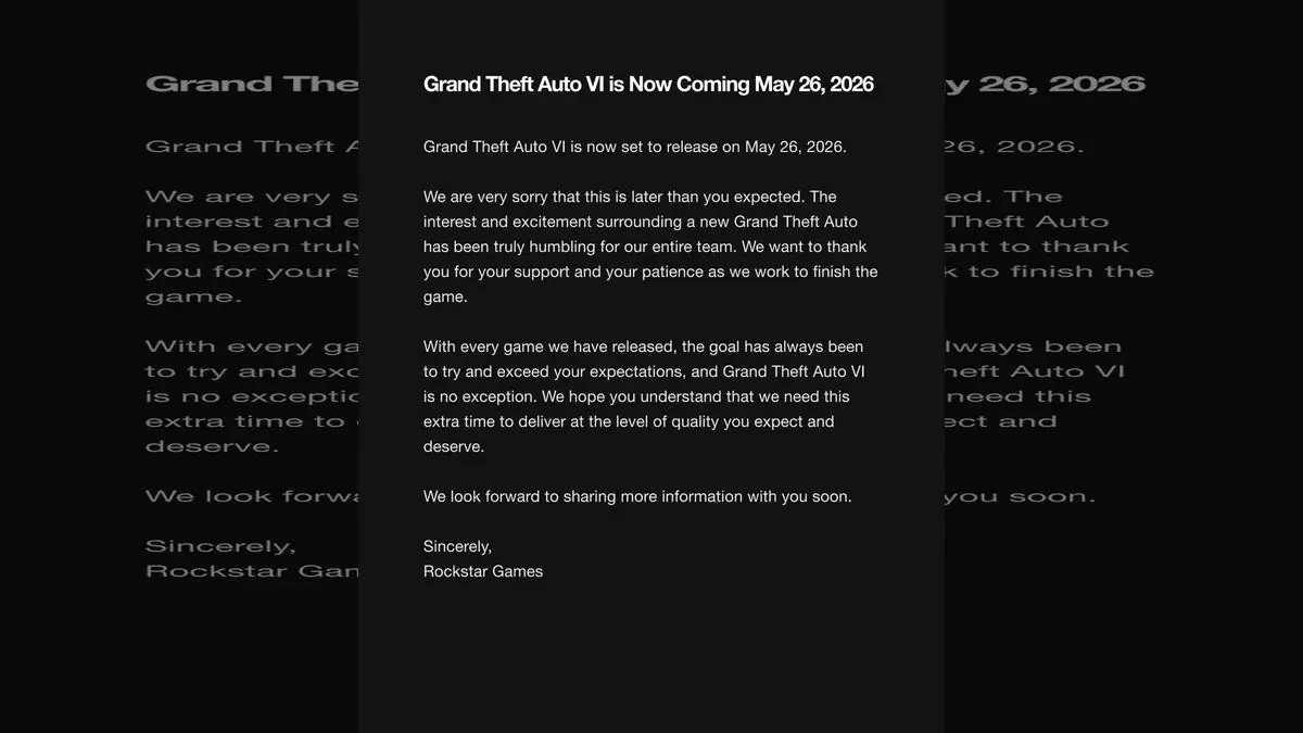 GTA VI Finally Gets a Release Date – May 26, 2026