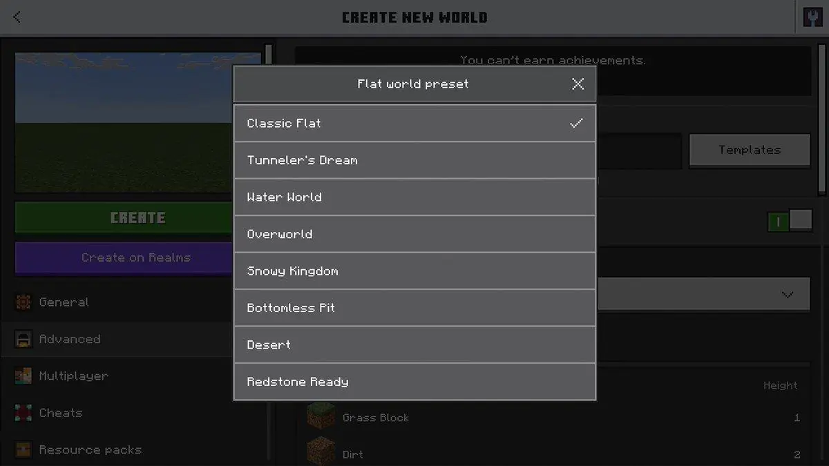 Minecraft Bedrock Edition Finally Adds Flat World Presets