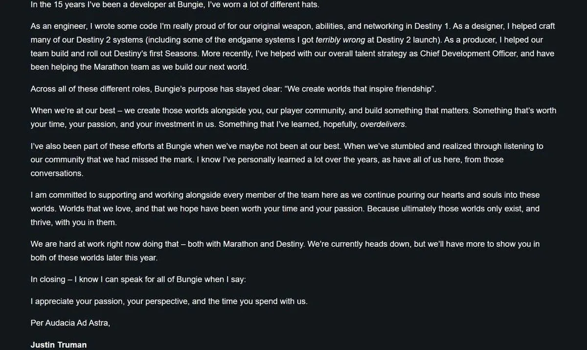 Bungie's Pete Parsons Retires, Justin Truman Takes Over as Destiny 2 Players Brace for Impact