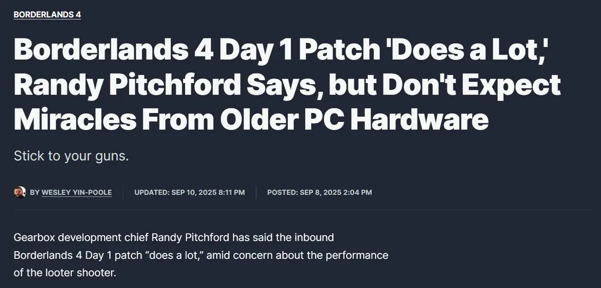 Borderlands 4 PC Players Need $2000 GPU Just To Run The Game Properly