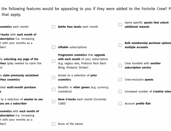 Epic Games Asks Players What They Want From Fortnite Crew Subscription