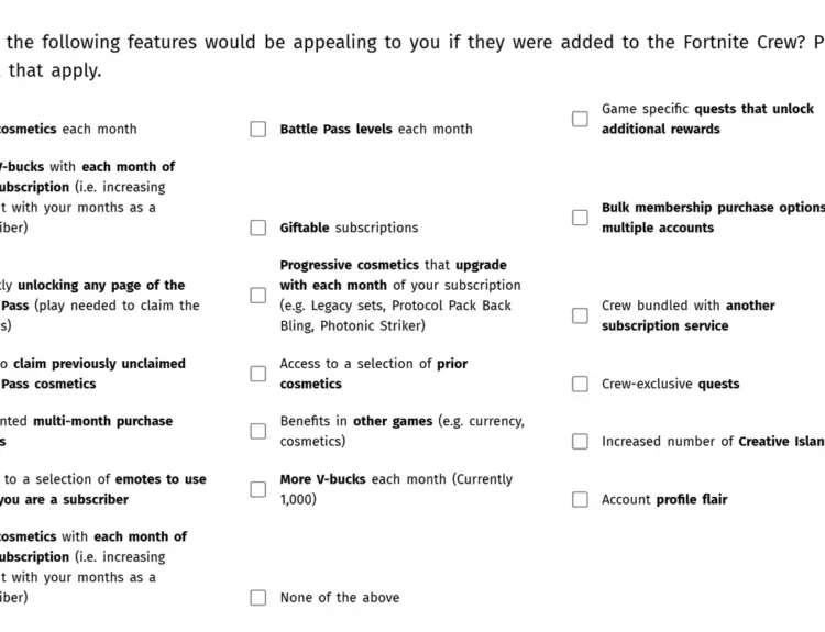 Epic Games Asks Players What They Want From Fortnite Crew Subscription