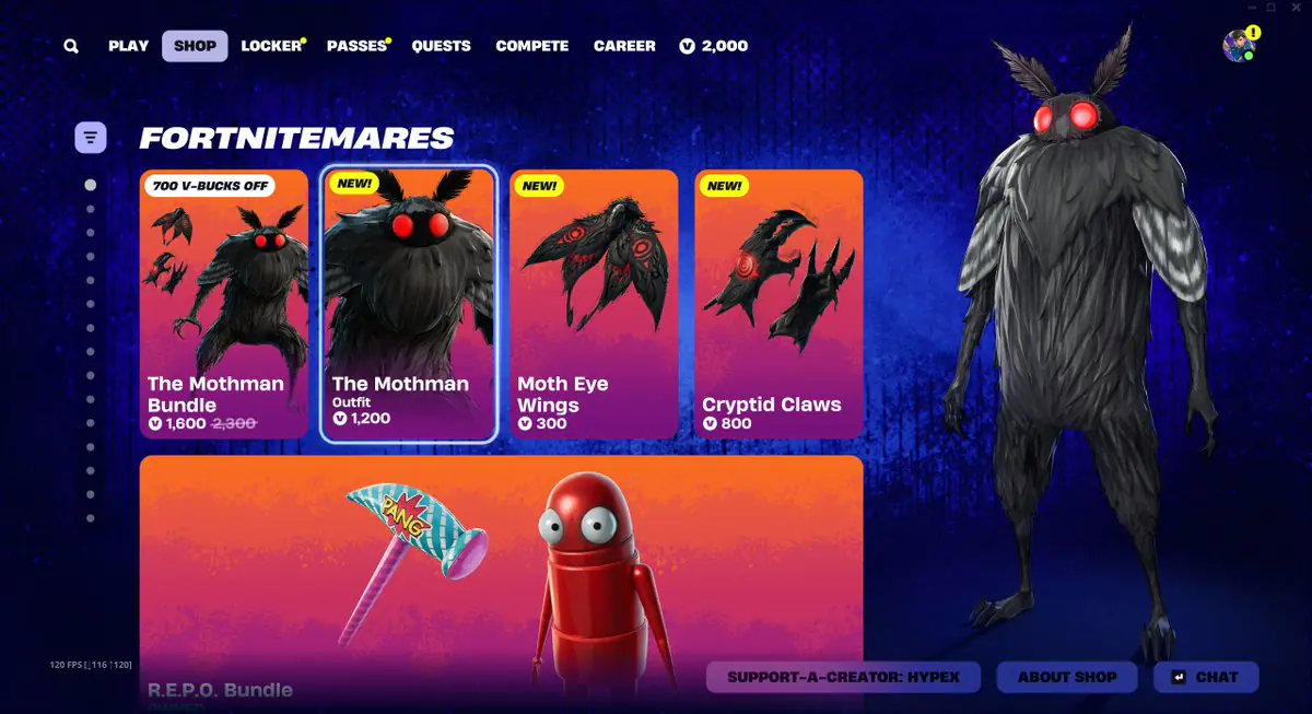 Fortnite's Mothman Skin Finally Arrives With Mixed Reactions