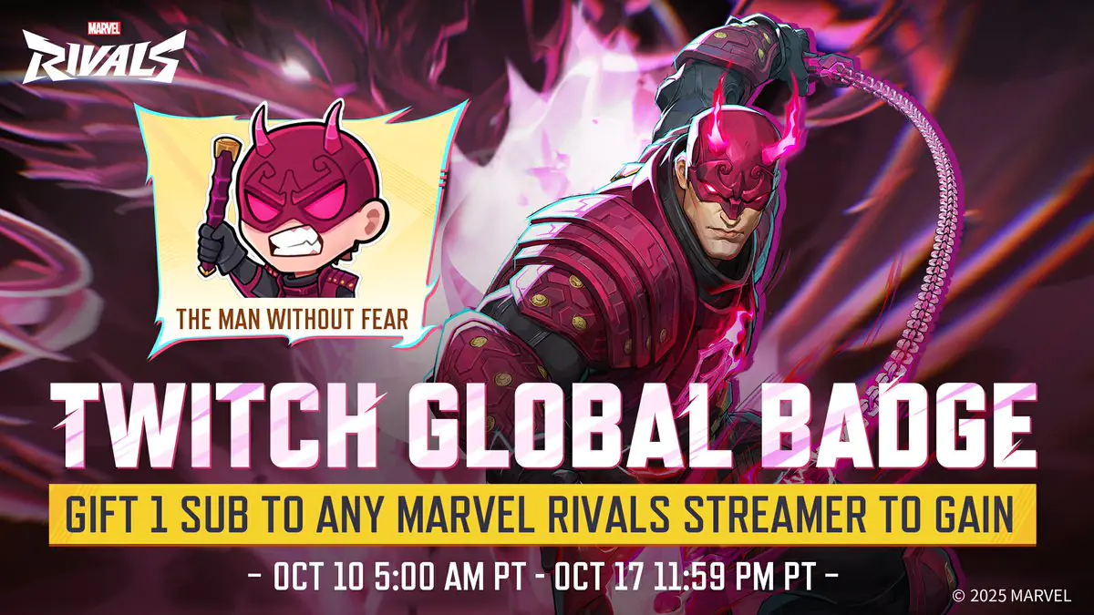 Marvel Rivals Unleashes Twitch Sub Event With Exclusive Daredevil Badge