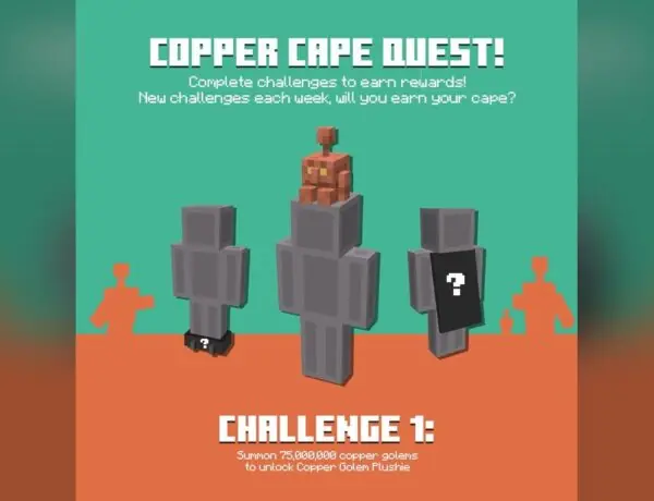 Minecraft's Copper Cape Quest Challenges Players to Summon 75 Million Golems