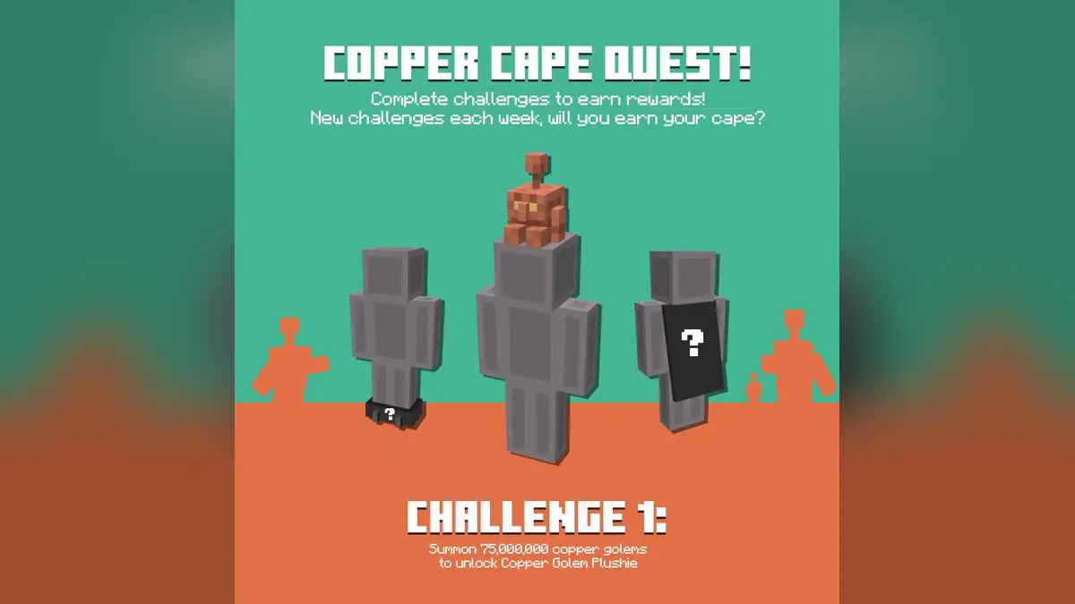 Minecraft's Copper Cape Quest Challenges Players to Summon 75 Million Golems