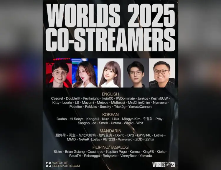 Riot Games Reveals Worlds 2025 Co-Streamer Lineup With Mixed Reactions