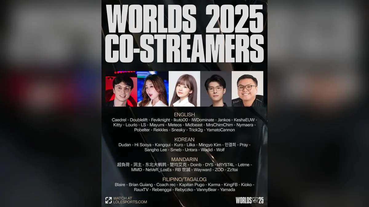 Riot Games Reveals Worlds 2025 Co-Streamer Lineup With Mixed Reactions