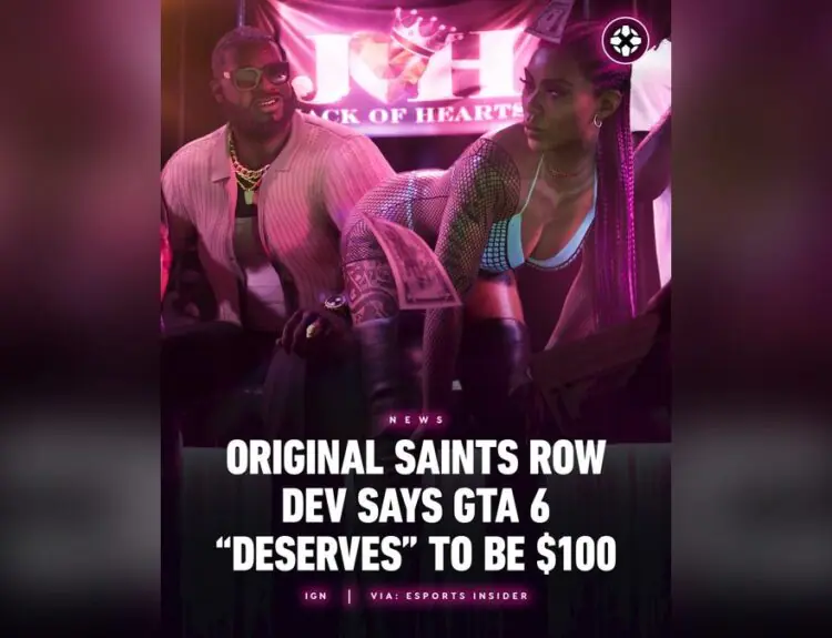 Saints Row Dev Says GTA 6 Deserves $100 Price Tag