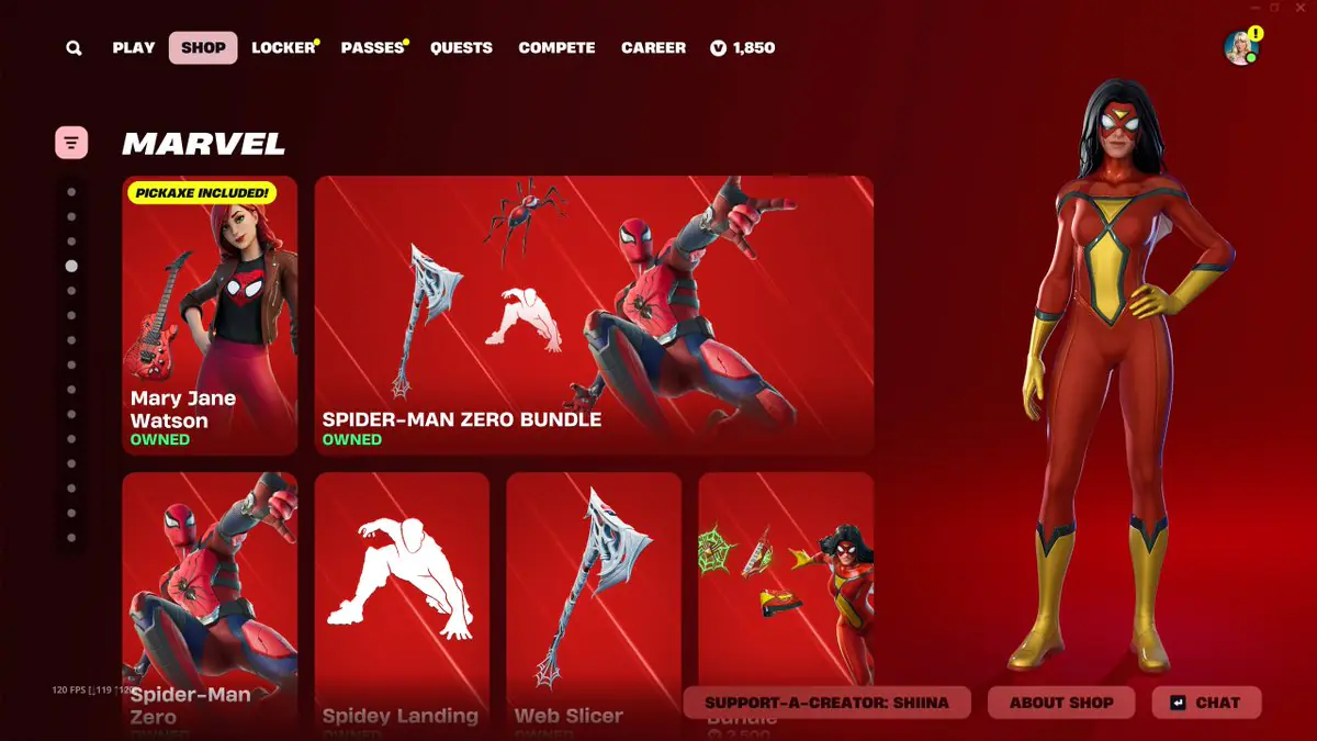 Fortnite's Marvel Skins Return With ShiinaBR's Epic Code