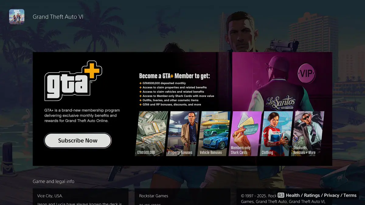 Rockstar's GTA+ Ad Appears on GTA 6 Store Page Sparking Hype