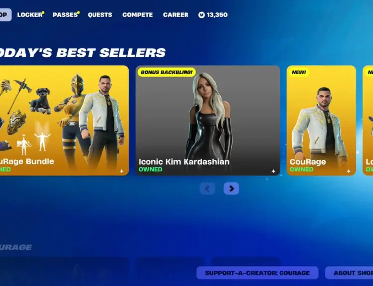 CouRageJD's Fortnite Icon Skin Tops Shop, Beating Kim Kardashian