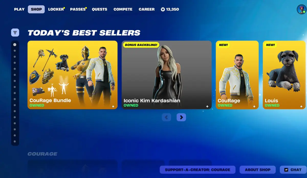 CouRageJD's Fortnite Icon Skin Tops Shop, Beating Kim Kardashian