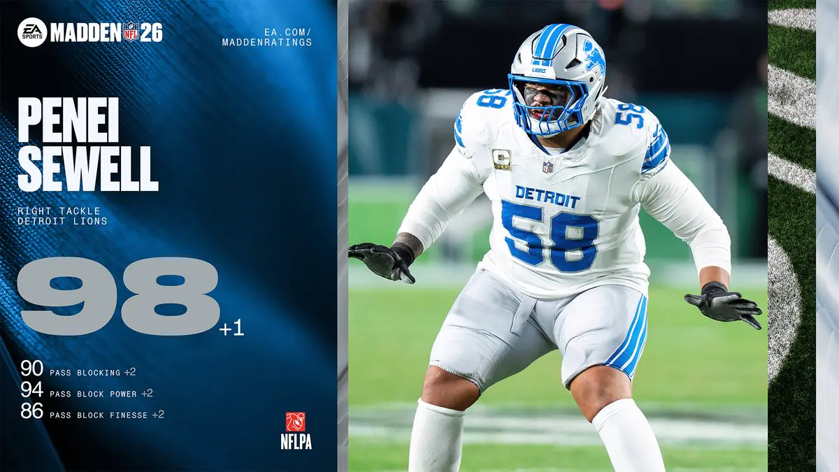 Madden 26's Penei Sewell Hits 98 OVR, But Gamers Demand a 99