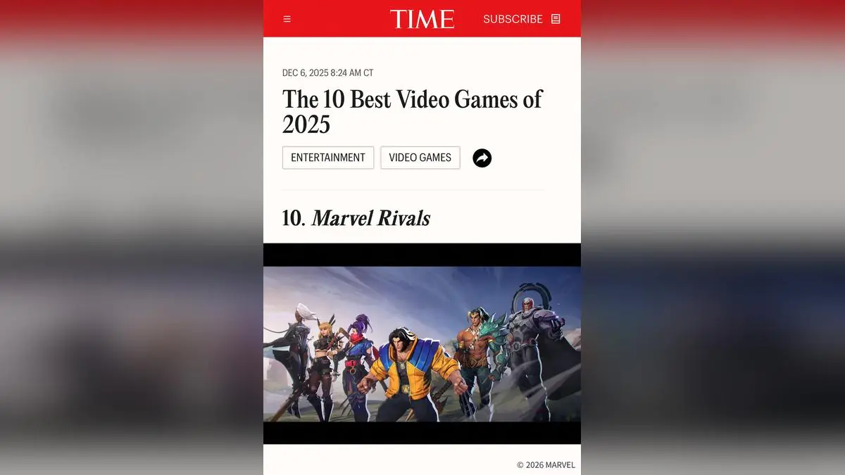 Marvel Rivals Snags a Spot on TIME's Best Games of 2025 List