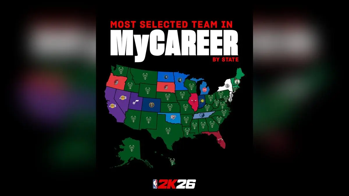 NBA 2K26 Map Reveals Which Team Every State Picks in MyCareer, Bucks Dominate