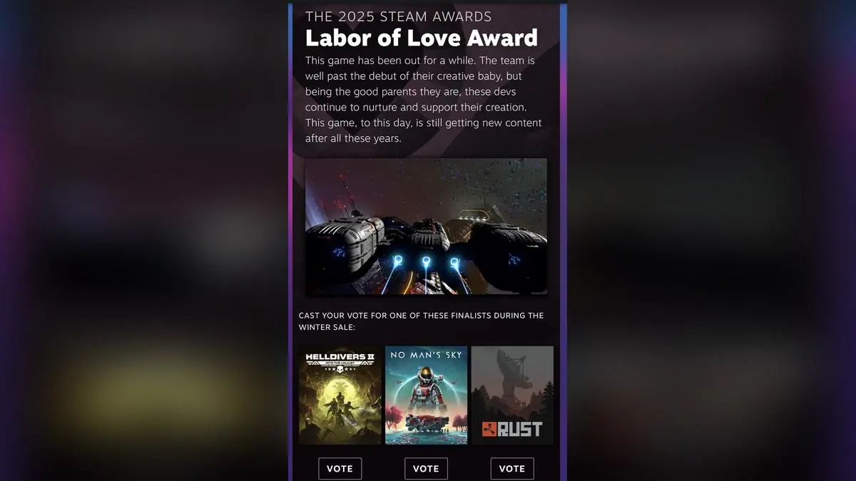 No Man's Sky Nominated for Steam's Labor of Love Award, Players Demand Light No Fire News