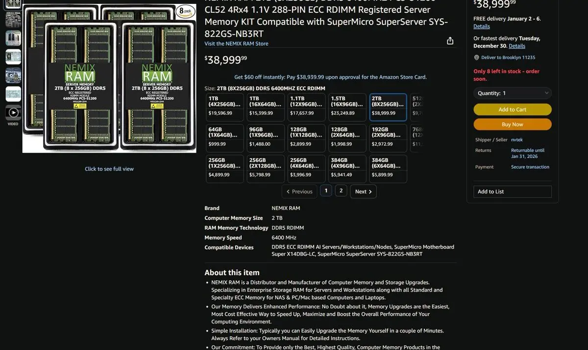 Server RAM Prices Are So High You Could Buy a Car Instead