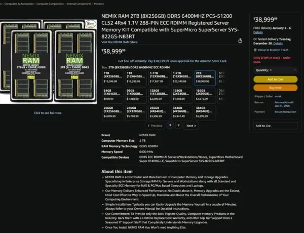 Server RAM Prices Are So High You Could Buy a Car Instead