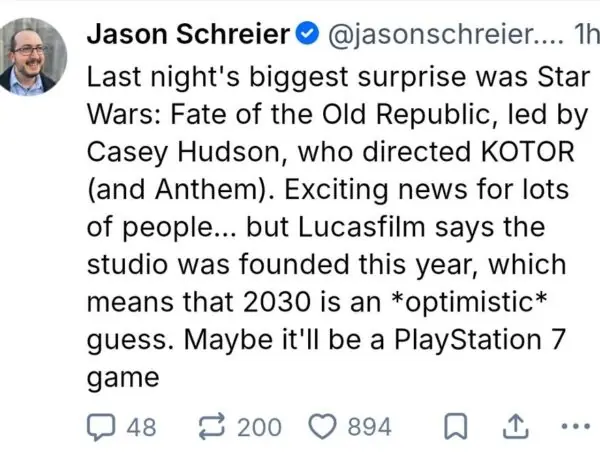 Star Wars Fate of the Old Republic Release Date Rumors Point to 2030