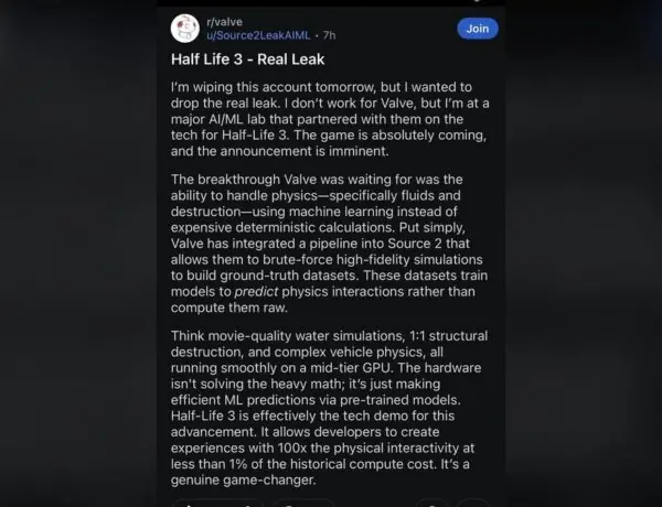 Valve's Half-Life 3 AI Physics Leak Is Probably Fake, But Gamers Want to Believe