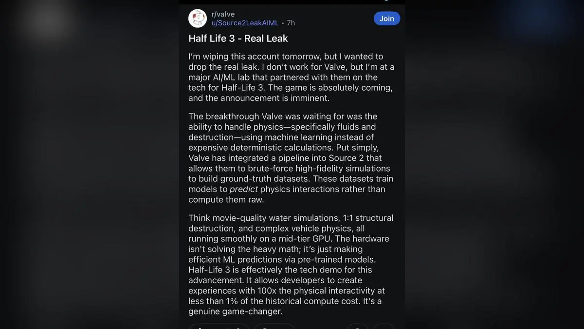 Valve's Half-Life 3 AI Physics Leak Is Probably Fake, But Gamers Want to Believe