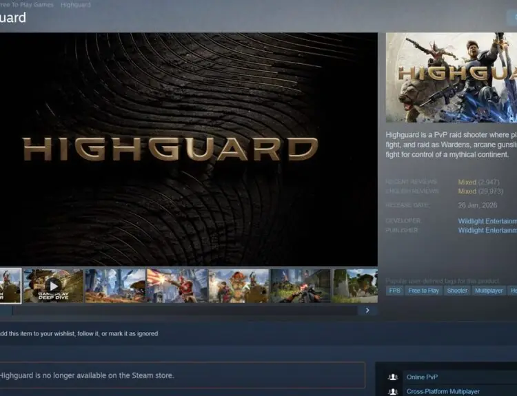 Highguard Vanishes from Steam Store, Sparking Community Concerns
