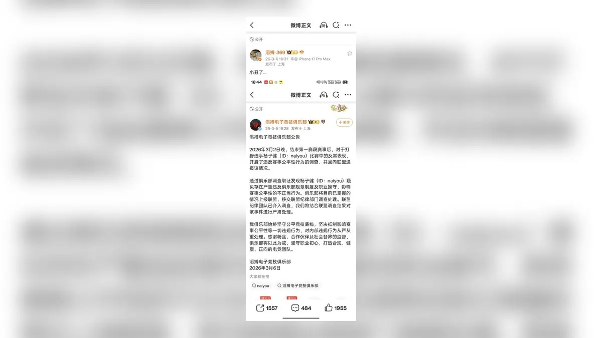 League Pro Naiyou Accused of Matchfixing as Teammate's 'I'm a Clown' Post Rocks LPL