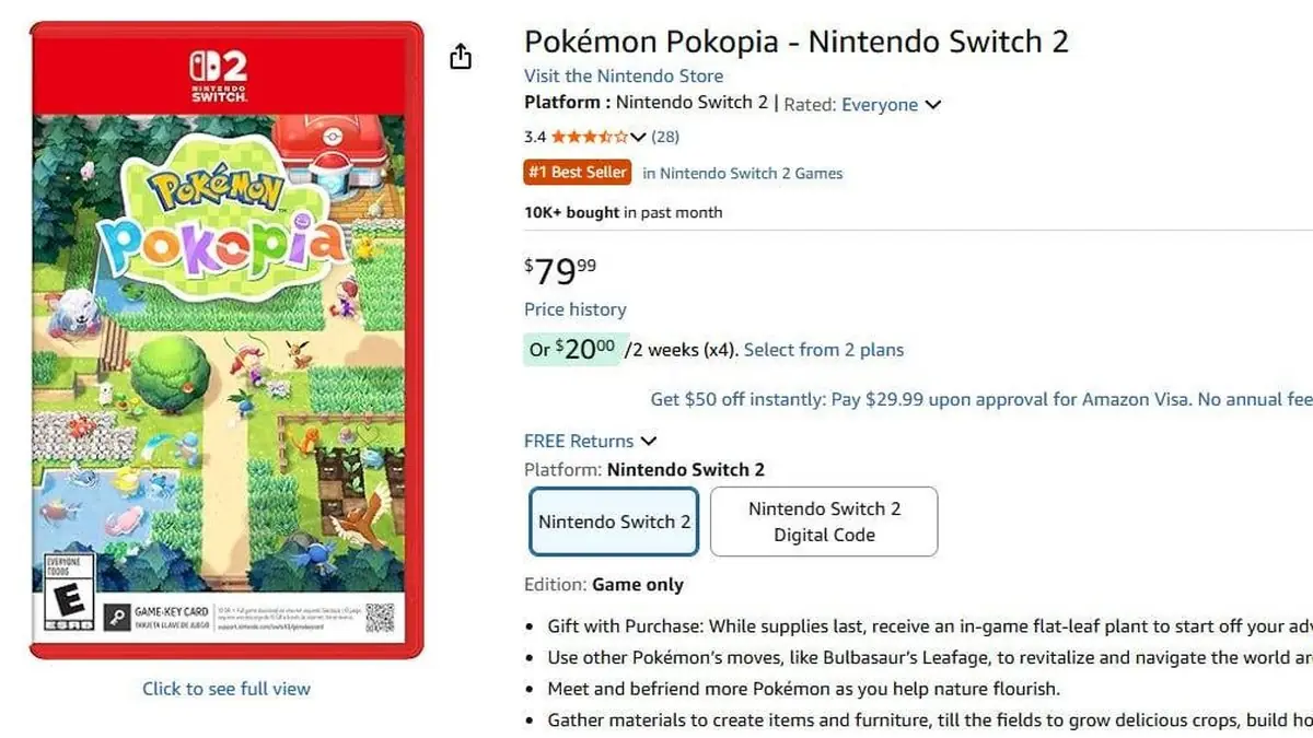 Physical Game Shortages Drive Pokemon Pokopia to $80 on Amazon