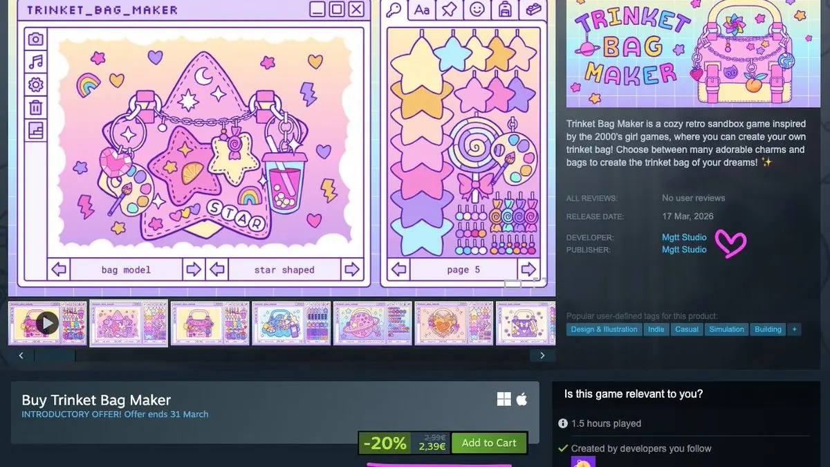 Trinket Bag Maker Brings 2000s Fashion Game Nostalgia to Steam