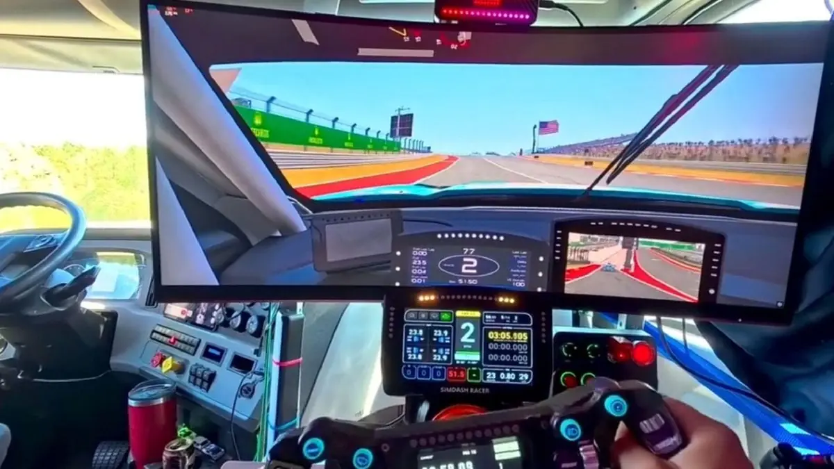 Trucker Drops $6K on Sim Racing Rig Where His Passenger Seat Used to Be