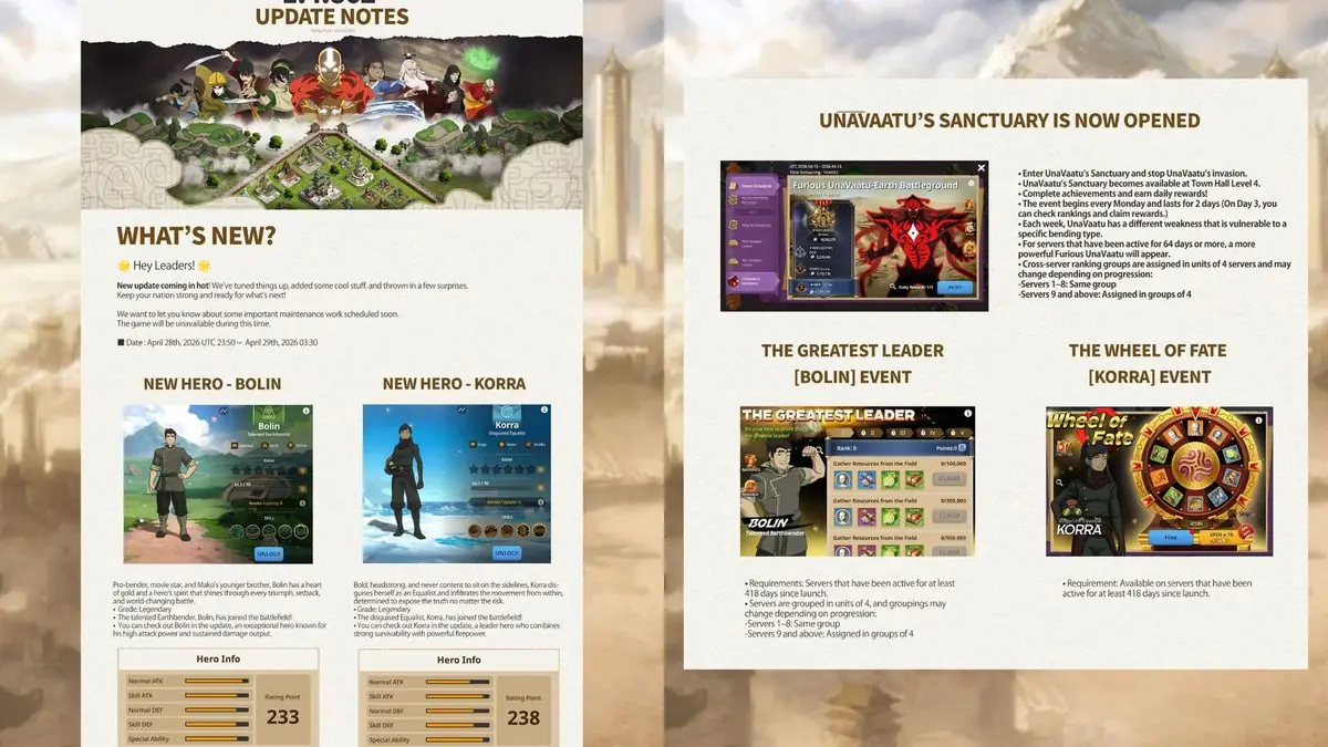 Avatar Game Adds Bolin Character and World Boss in Latest Patch