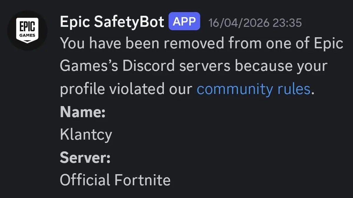 Fortnite Player Gets Banned for Having a Real Name That Triggers Discord Bots