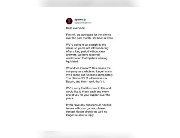 Spiders Studio Liquidated After Period of Uncertainty