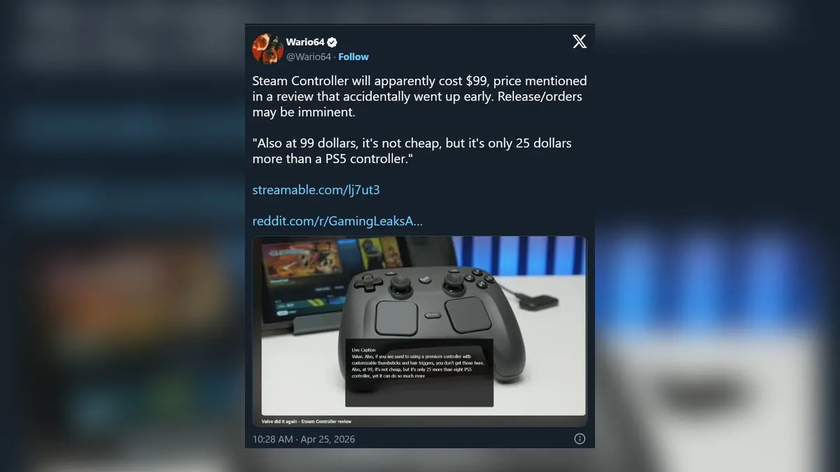 Steam Controller Returns With $99 Price Tag in New Leak